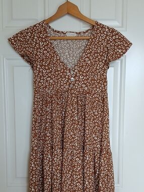 See You Monday Rust and White Leopard Print Dress